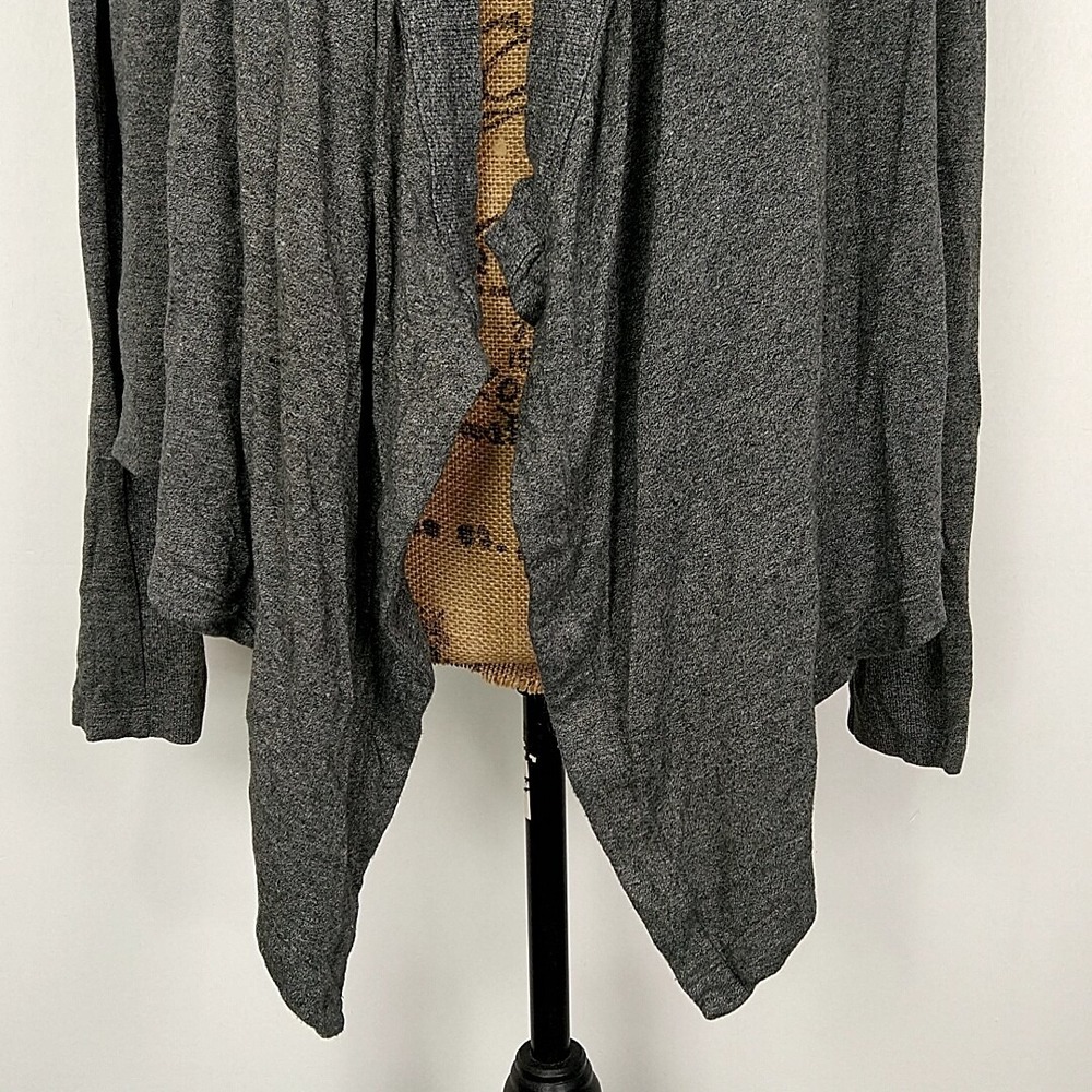 Lou & Grey Cardigan Women Small Gray Draped Open Front Heathered Long Sleeve - Picture 3 of 8